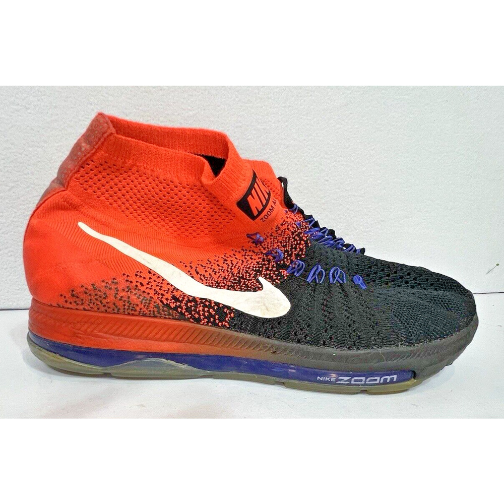 Nike Zoom All Out‎ Flyknit Men's 8 Black orange 844134-008 Running Trainers